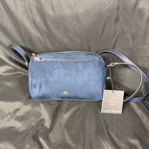 Nanette Lepore Navy Suede Crossbody Bag